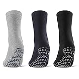 3 oder 6 Paar ABS Socken Herren Damen Anti Rutsch Socken Baumwolle 8600 WP (Schwarz Blau Grau 3 Paar 47-50)