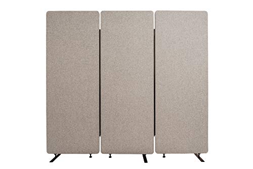 Luxor RCLM-RD3P-MG Akustik Raumteiler, Büro Trennwand, Sichtschutz, Schallschutz, Stellwand, schallabsorbierend, 3er Pack, Hellgrau, 168 x 183 x 3 cm (H x B x T)