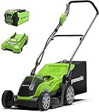 Greenworks 40V Kabelloser Akku Rasenmäher für Flächen bis zu 200 m², 35 cm Schnittbreite, 40-Liter-Sack PLUS 40 V 2Ah-Akku & Ladegerät, 3 Jahre Garantie-G40LM35K2